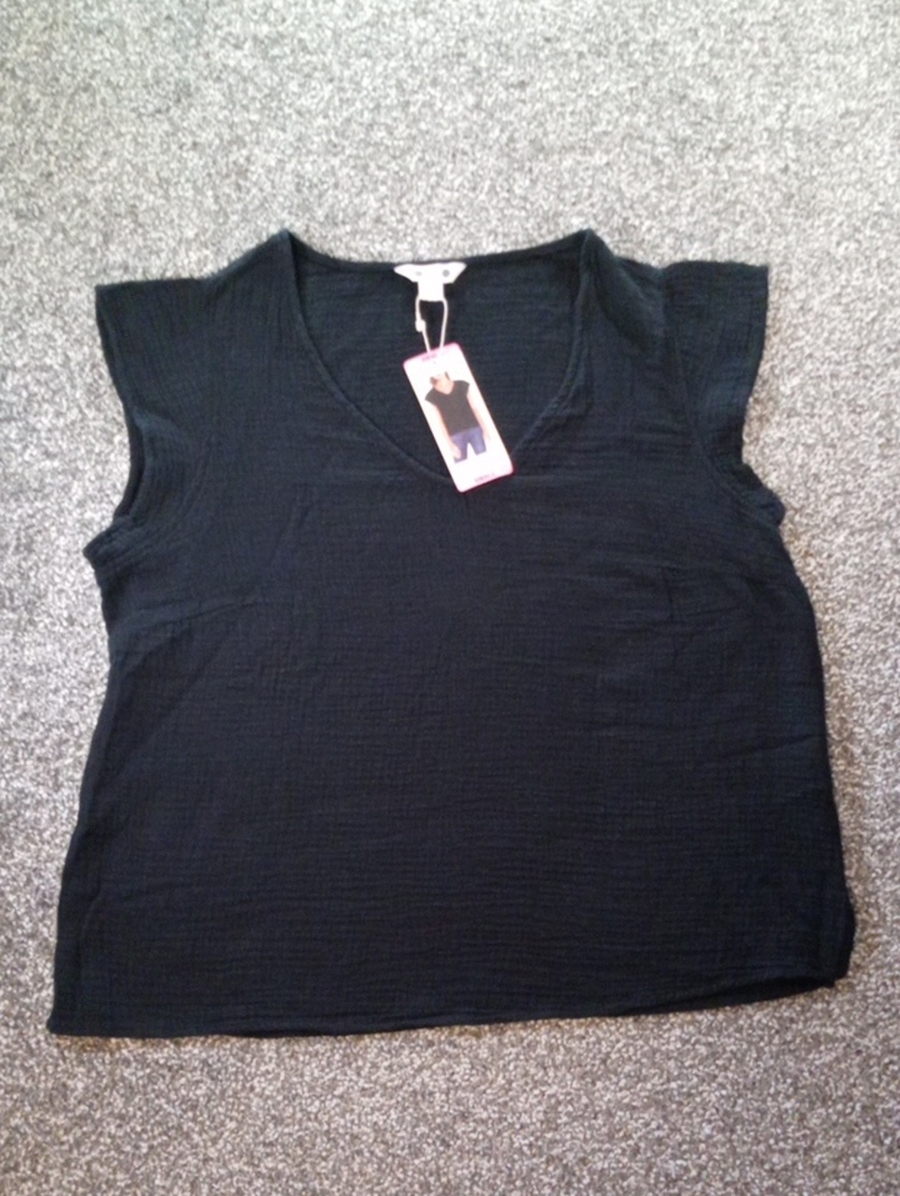 Three Dots Black V-Neck Tank Top